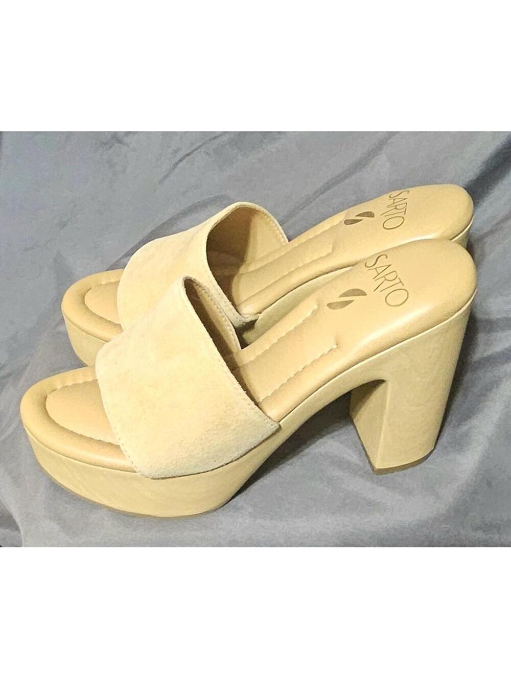 Womens Franco Sarto Slip On Platform WENDY CLOGS 6M 36 EU CREAM Sandal